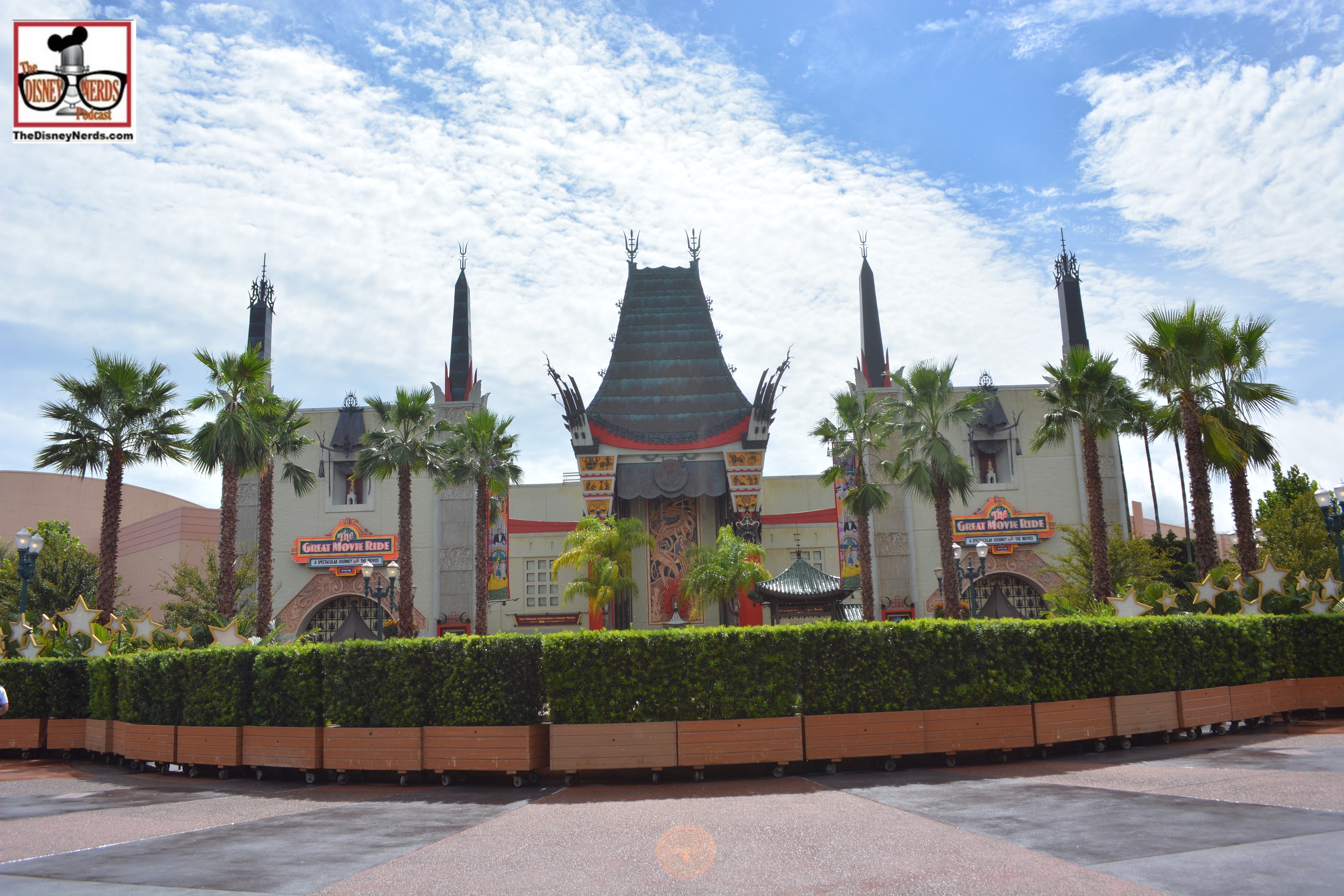 The Chinese Theater, no stage, lots of bushes..