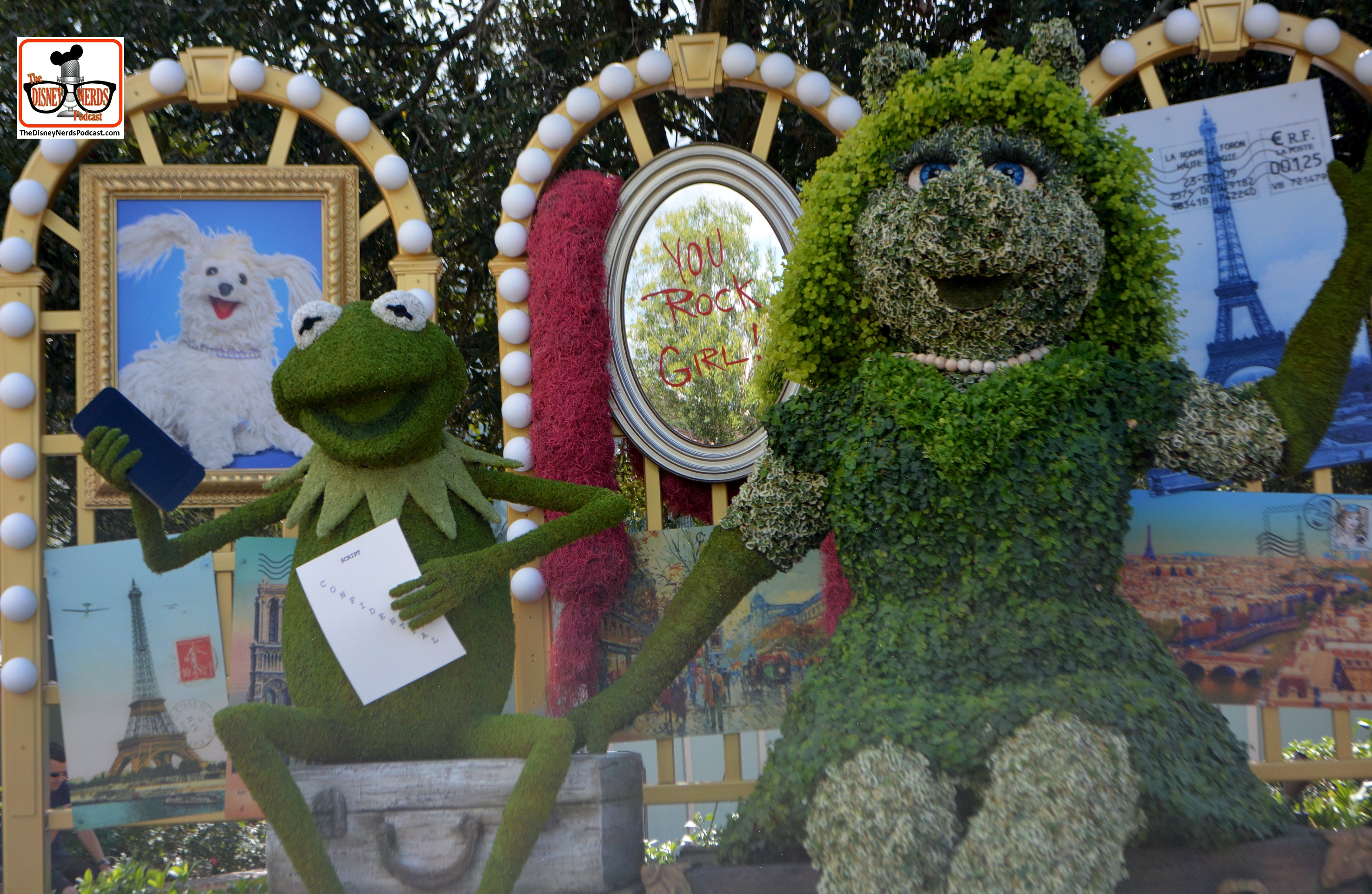 Kermit and Ms. Piggly topiary's from Flower and Garden have found a home at Disney Springs... Promoting the new ABC TV Show... Could they be getting back together???