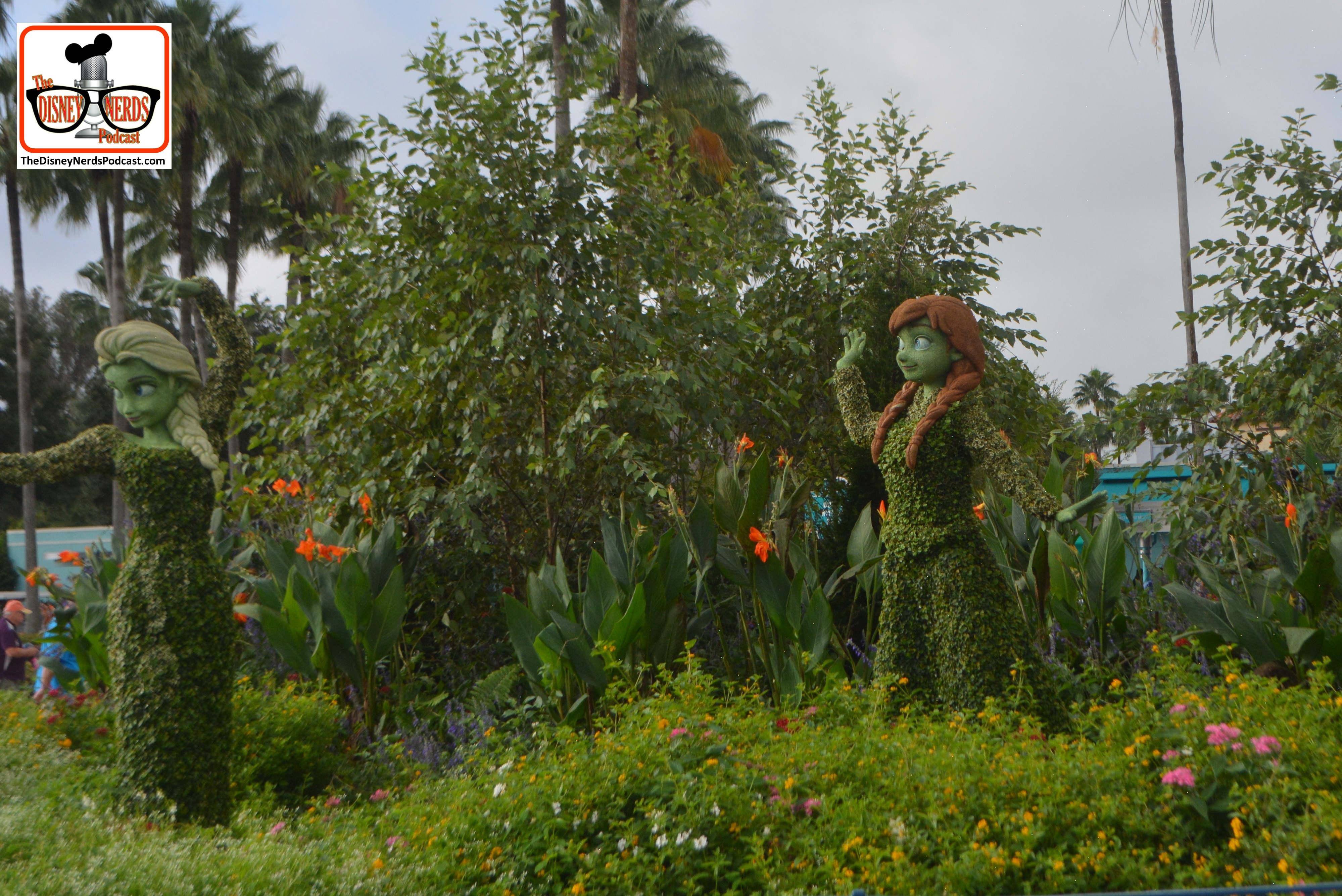 Ana and Elsa Topiary from Flower and Garden Festival found a home in front of Hollywood studios