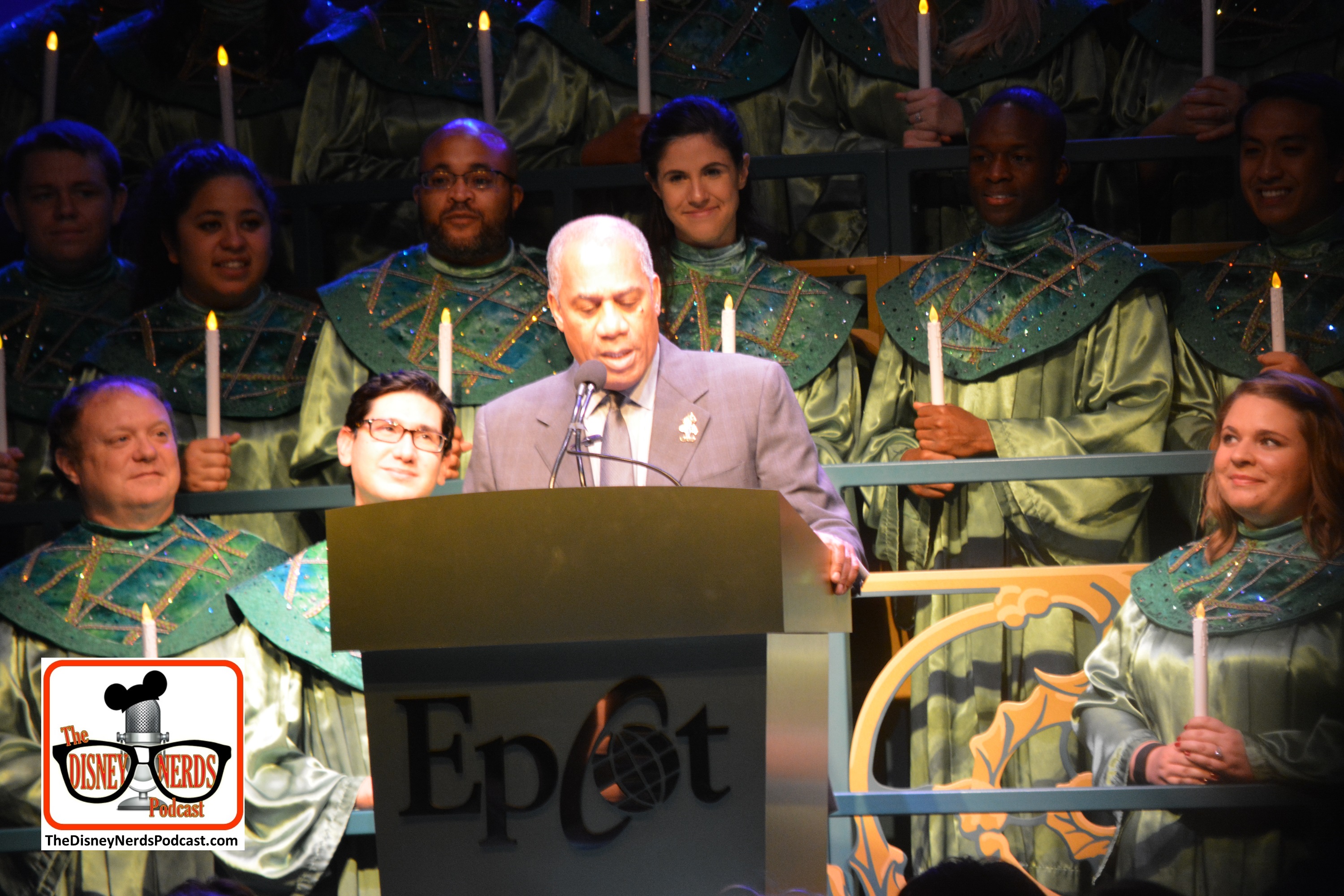 2015-12 - Epcot - The Candlelight Processional is a must see in the American Garden Theater - Here Joe Morton Narrates