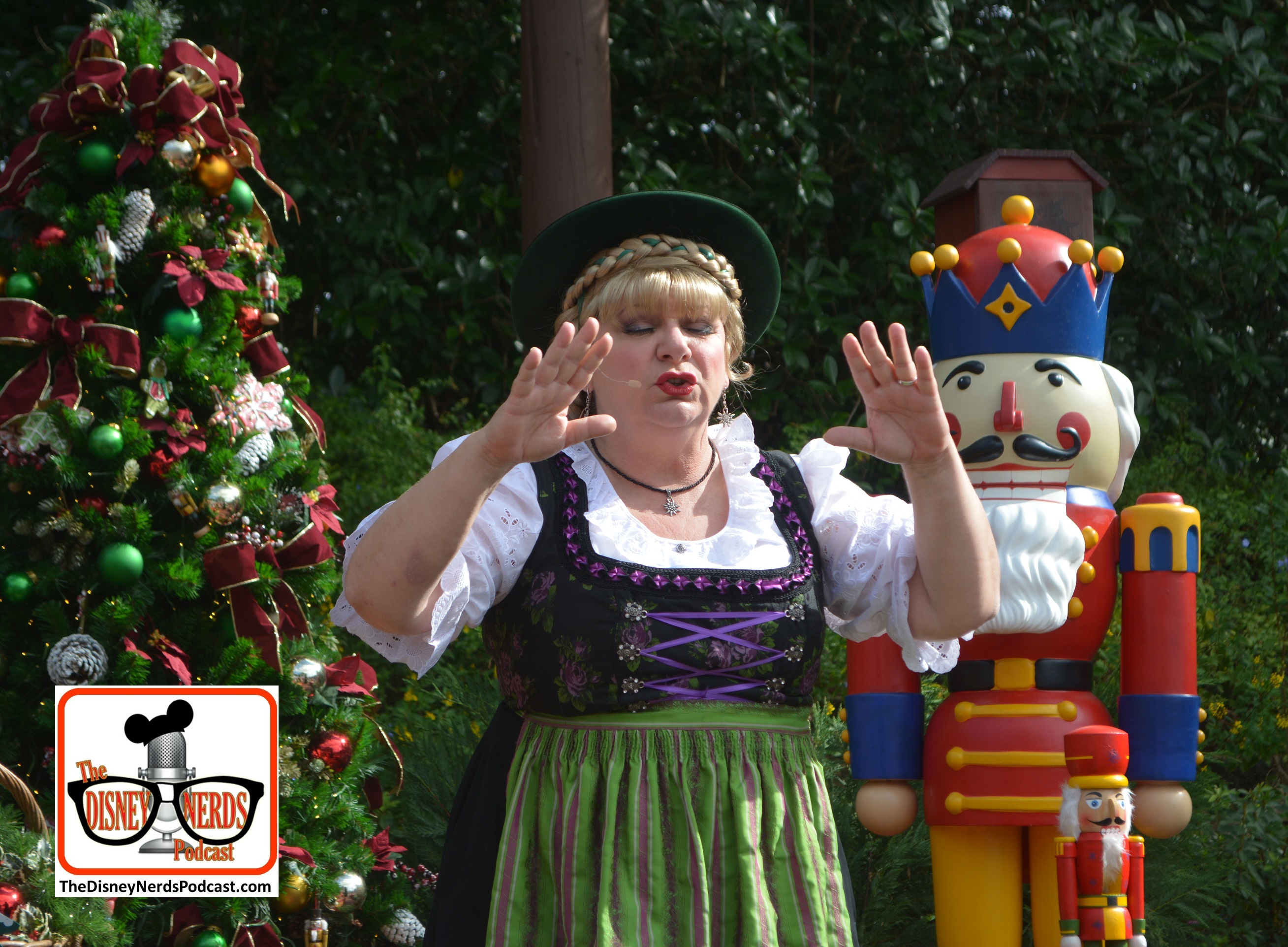 2015-12 - Epcot - Holidays Around the World in Germany's Helga tells the story of the First Christmas Tree and the NutCracker.