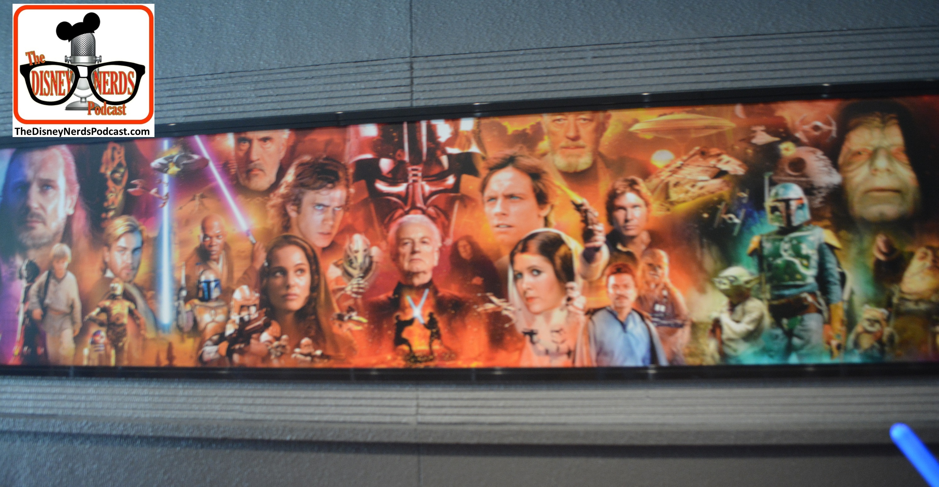 2015-12 - Hollywood Studios - huge Star Wars mural as you enter the queue area.