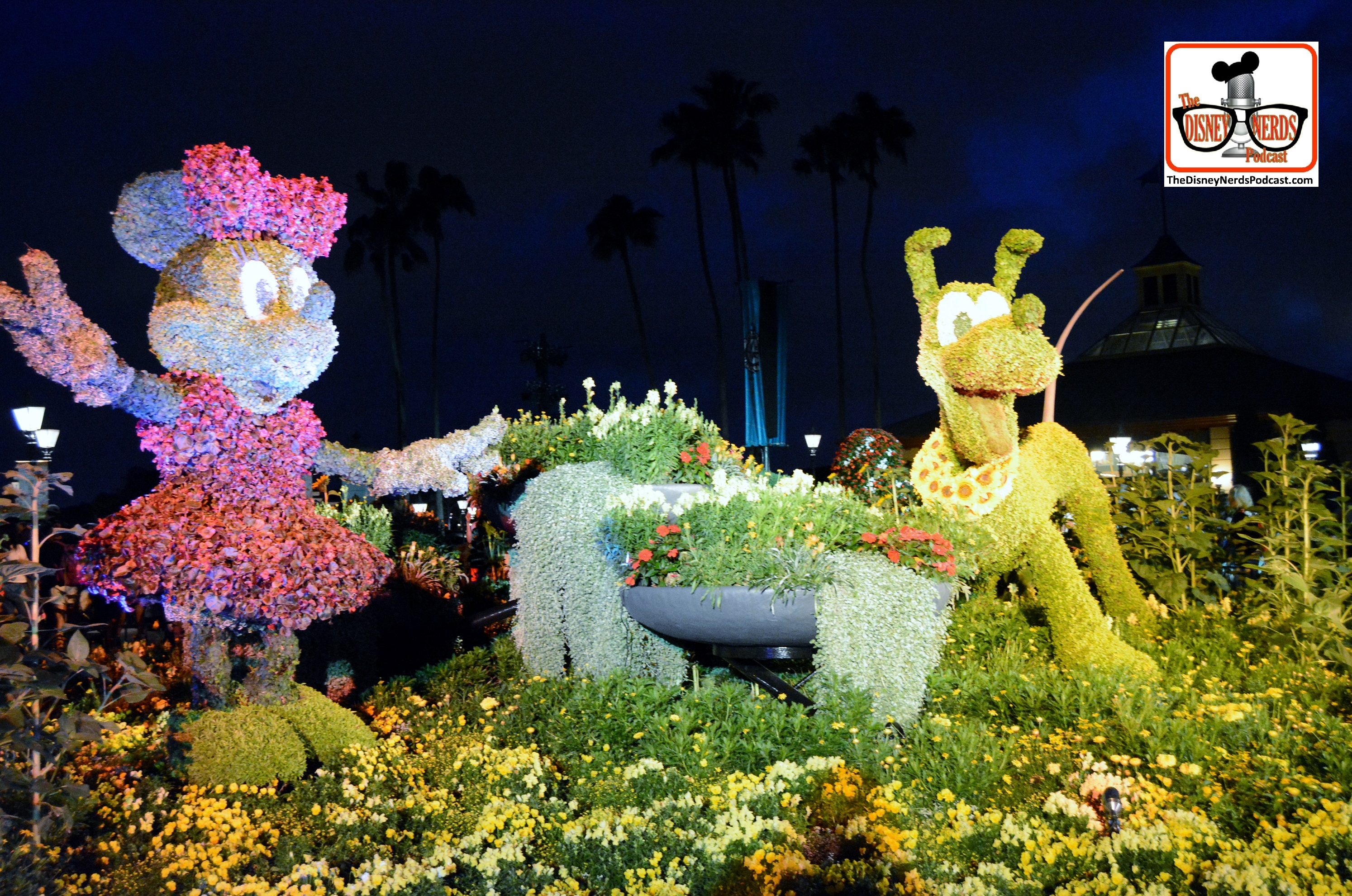 DNP April 2016 Photo Report: Epcot Flower and Garden Festival.. Topiary's at night.