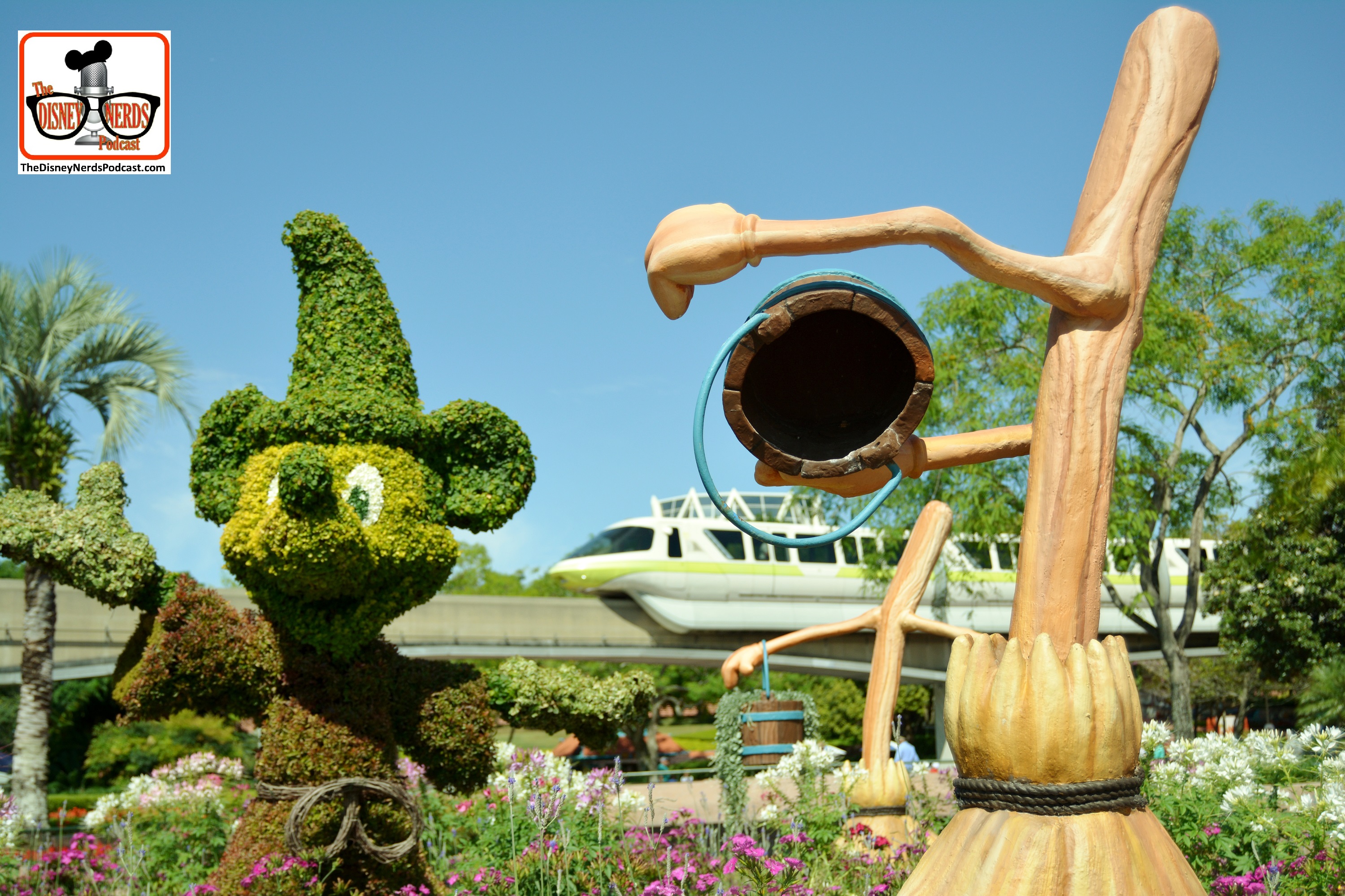 DNP April 2016 Photo Report: Epcot Flower and Garden Festival. Fantasia Display in Future World West with monorail