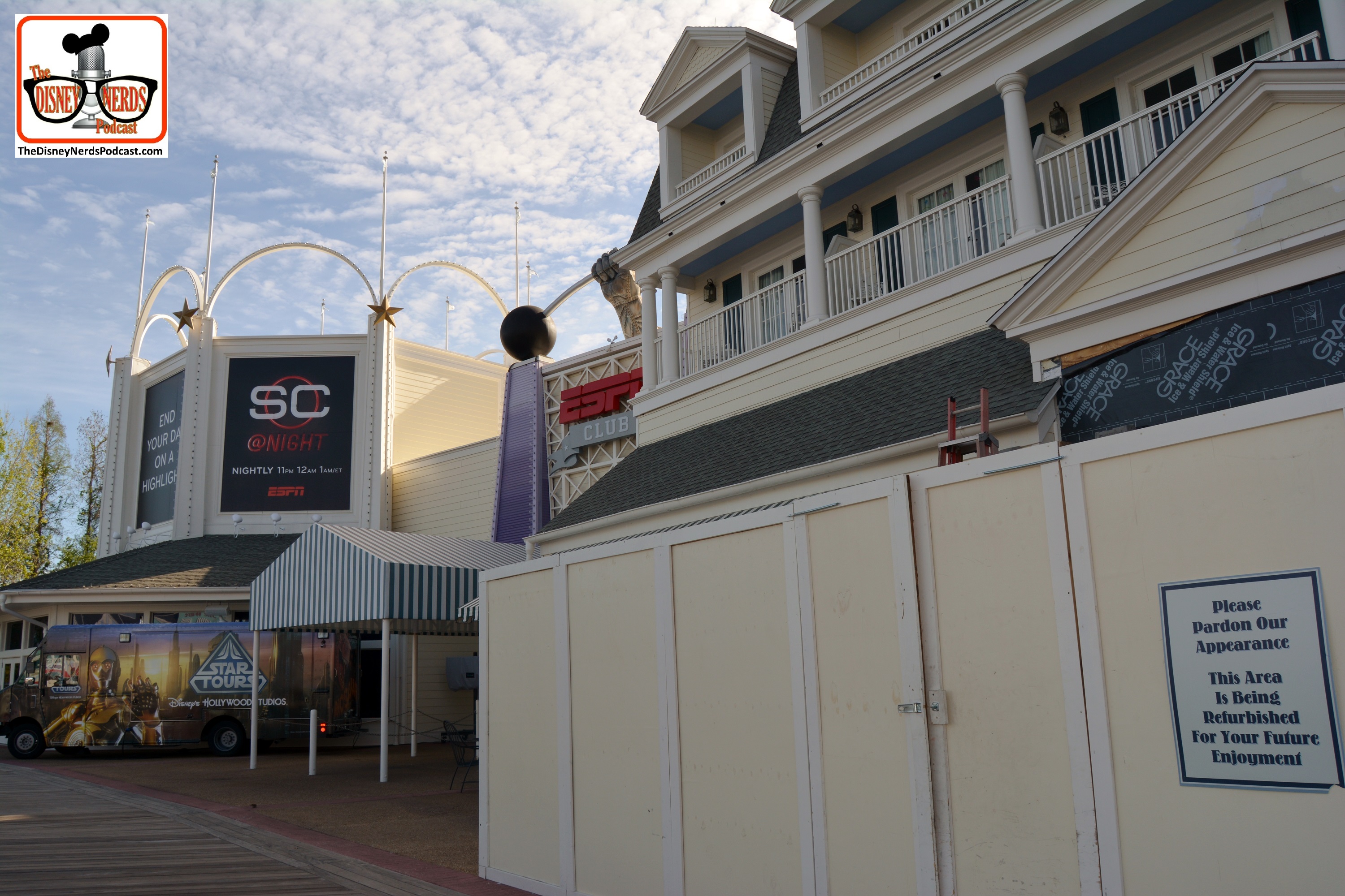 DNP April 2016 Photo Report: Lots of Construction Walls at the Boardwalk Resort. The old ESPN Arcade is gone - to be replaced with a "New Interactive Experience" - Arcades are far and few between at WDW these days.
