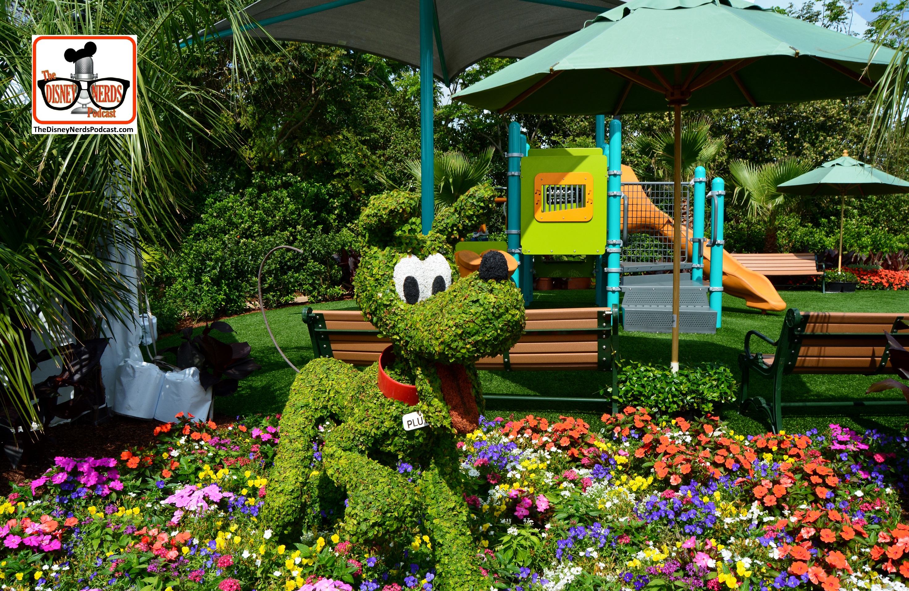 DNP April 2016 Photo Report: Epcot Flower and Garden Festival Pluto in the Kids Play Area - the Harmany Garden.