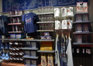 Epcot Food and Wine Festival 2017 merchandise on the walkway between Future World and World Showcase