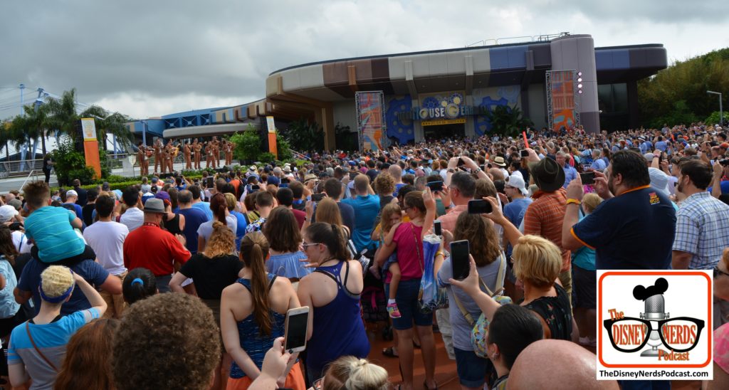 A large crowed gathers for the Epcot 35th Anniversary Celebration