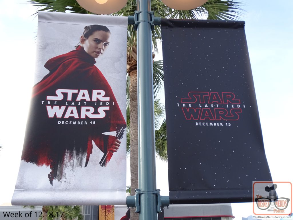 What more could we expect than Star Wars Launch Bay colorfully decked out in celebration of the release of The Last Jedi motion picture in theatres this past weekend. Banners dramatically align the outside courtyard, with a huge Resistance banner draped over the entrance in place of the former Death Star. Be sure to catch the Launch Bay Theater’s new film about the movie and what to expect from Batuu in 2019. Loaded with The Last Jedi props and artifacts is the gallery walk- through area. Take some time here to view the detail of each display.