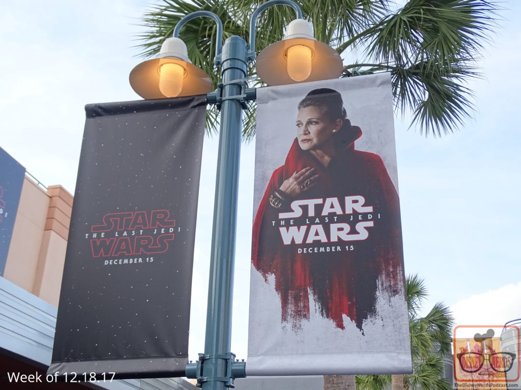 What more could we expect than Star Wars Launch Bay colorfully decked out in celebration of the release of The Last Jedi motion picture in theatres this past weekend. Banners dramatically align the outside courtyard, with a huge Resistance banner draped over the entrance in place of the former Death Star. Be sure to catch the Launch Bay Theater’s new film about the movie and what to expect from Batuu in 2019. Loaded with The Last Jedi props and artifacts is the gallery walk- through area. Take some time here to view the detail of each display.