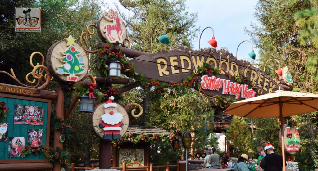 California Adventure Redwood Creek featuring a Santa Meet.