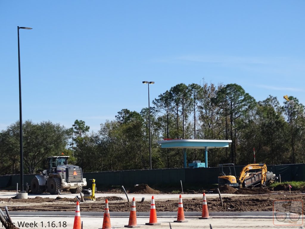 The future of the park’s new traffic exit lanes is “bright”. Workers installed brand new pole lights in the yet to open new vehicle lanes near the main entrance. 