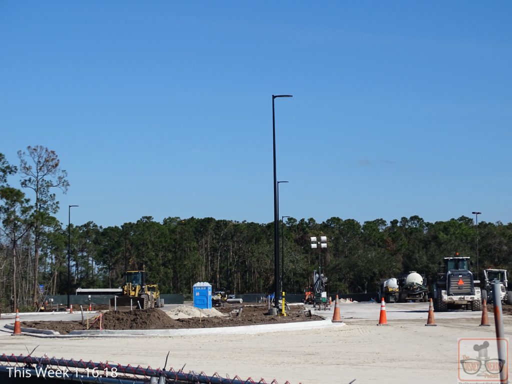 The future of the park’s new traffic exit lanes is “bright”. Workers installed brand new pole lights in the yet to open new vehicle lanes near the main entrance. 