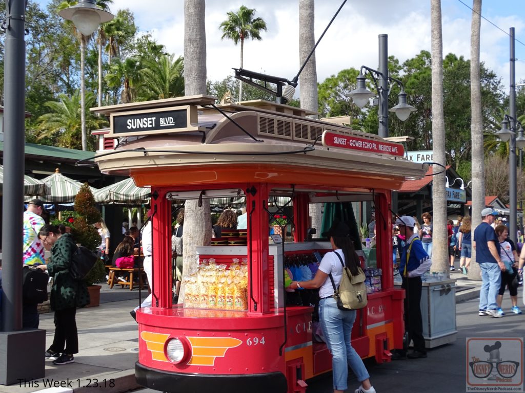 A classic studios merchandise stand is back on Sunset Blvd. That's right; the small ole red trolly car is back open for your shopping pleasure. A familiar feature on the street up until 2014, visitors can once again purchase their hats, popcorn and other delicious snacks right off the trolley.