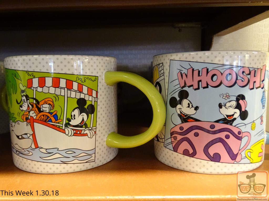 In search of a new Disney beverage mug? Head over to the Five and Dime store. Neat new designs include Mickey’s Surfing Company, Captain Hook, as well as Mickey and Minnie enjoying the attractions. These are great gift ideas for that sweetheart on Valentine’s Day. Additional V- Day merchandise is available in all the Park stores as well.