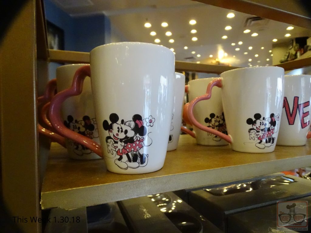 In search of a new Disney beverage mug? Head over to the Five and Dime store. Neat new designs include Mickey’s Surfing Company, Captain Hook, as well as Mickey and Minnie enjoying the attractions. These are great gift ideas for that sweetheart on Valentine’s Day. Additional V- Day merchandise is available in all the Park stores as well.