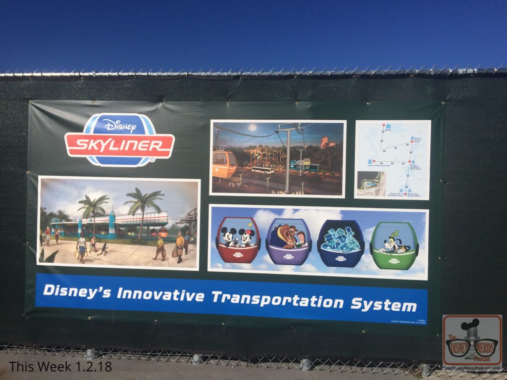 Meanwhile, back to this new month. The biggest news flash is right outside of the park with the anticipated Skyliner construction. With stations planned for connecting Disney’s Caribbean Beach Resort, EPCOT, and the Hollywood Studios, there is now an image of the Gondolas (Skyliner cabins), the route and more details about the project posted on the construction wall near the Studio’s main entrance. Be sure to take a look. No doubt amazing panoramic views and aerial perspectives await future Skyliner passengers.