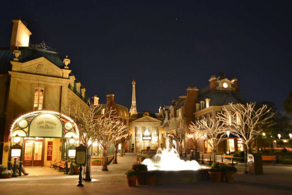 Epcot France - As seen at night sometime during 2017 - the "Before Picture" as in before Ratatouille