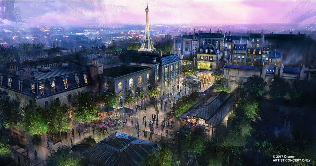 Concept Art from the D23 Expo 2017 doesn't show much detail of the anticipated Ratatouille Attraction in Epcots France.