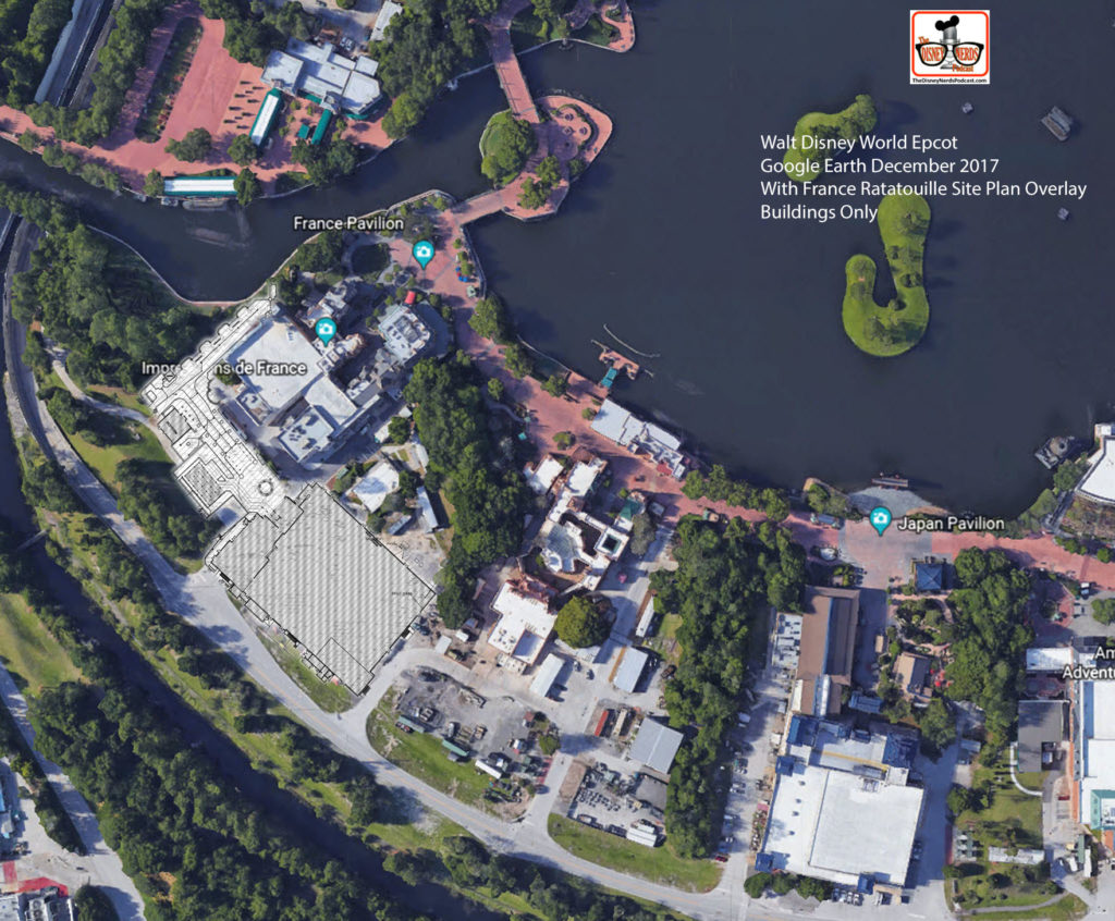 Overlay of the Building Only to the Google Earth Image - This includes Only the Building, and is a better representation of what the After will look like (Guest Building, non back stage)