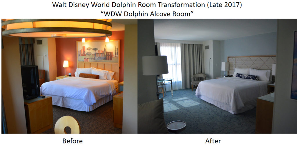 Walt Disney World Dolphin Room Transformation - Alcove Room Before and After