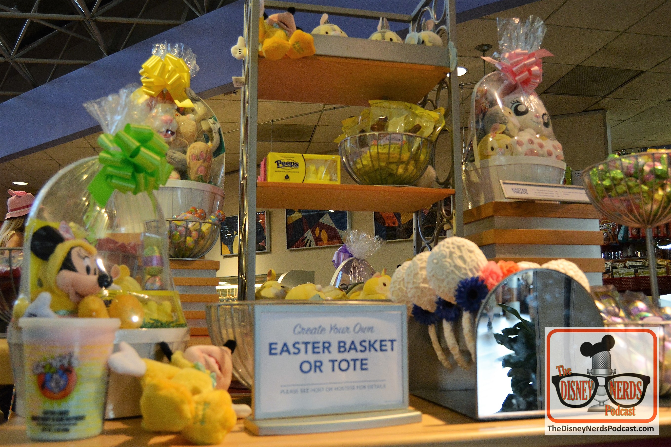 All around Walt Disney World Parks and Resorts you can create your own custom Easter Basket or Tote - This Display with examples at the contemporary resort.