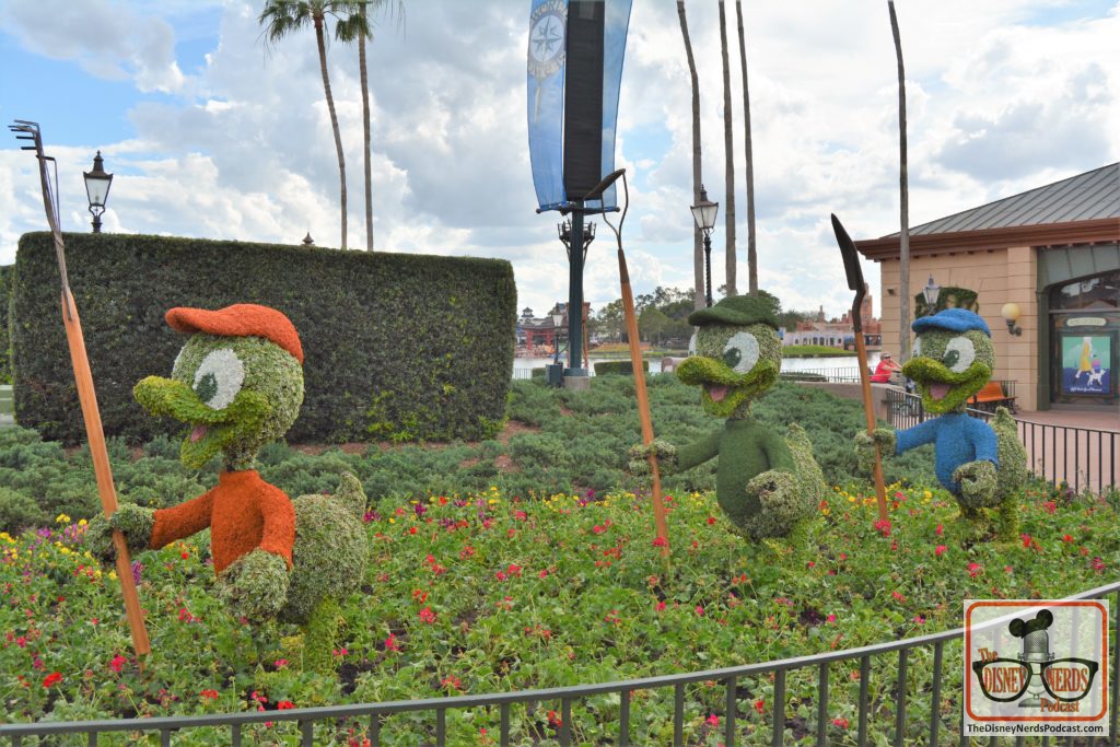 The 2019 Festival hasn't started yet, but we got an early look at some of the Topiaries. Huey, Dewey and Louis are in Showcase Plaza