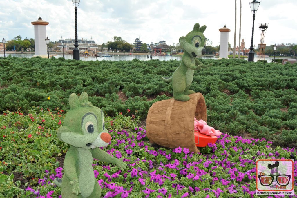 The 2019 Festival hasn't started yet, but we got an early look at some of the Topiaries. Chip and Dale are in Showcase Plaza