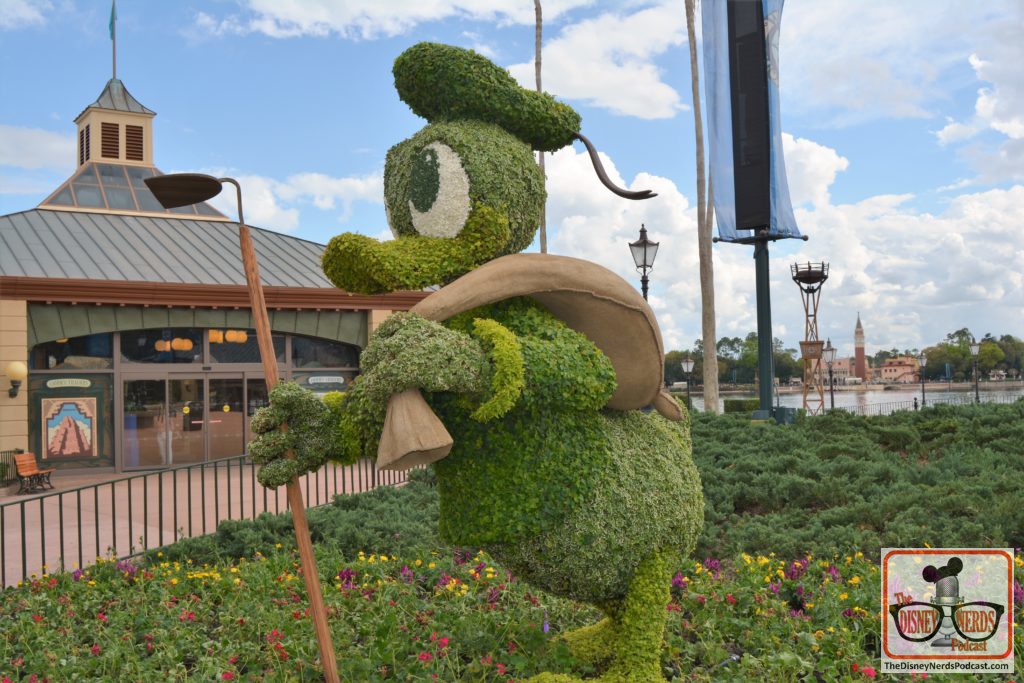 The 2019 Festival hasn't started yet, but we got an early look at some of the Topiaries. Donald Duck is in Showcase Plaza
