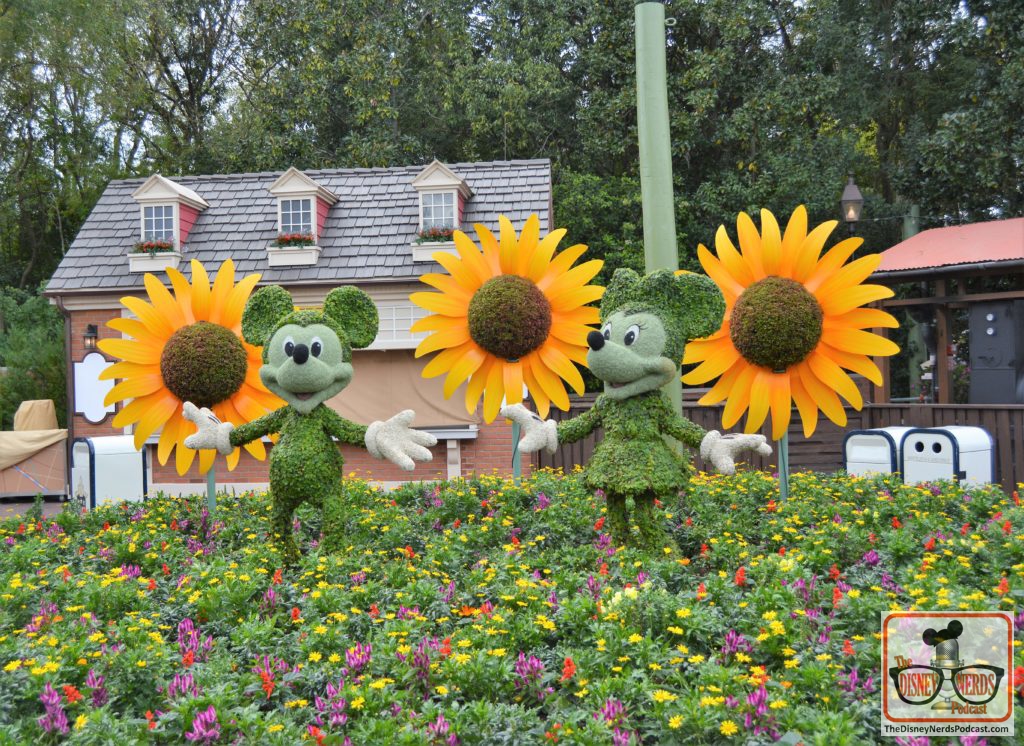The 2019 Festival hasn't started yet, but we got an early look at some of the Topiaries. Mickey and Minnie take residence near the Smoke House this year