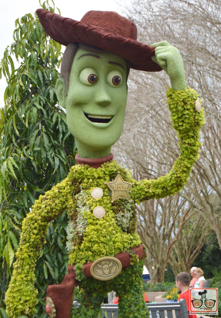 The 2019 Festival hasn't started yet, but we got an early look at some of the Topiaries. Woody move near the Play Garden along with Buzz and Bo Peep