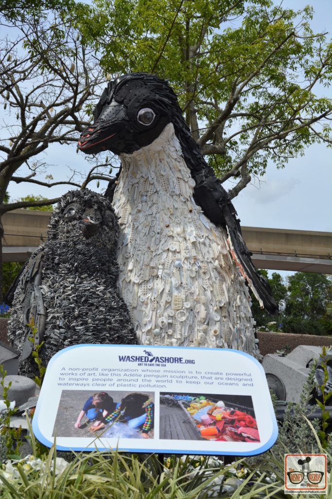 The Disney Nerds Podcast March 11, 2019 Epcot Flower and Garden Photo Report - Washed Ashore sponsored by Disney Nature Penguins - Build with plastic material extracted from the world oceans.