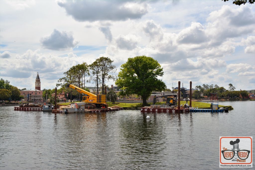 The Disney Nerds Podcast March 11, 2019 Epcot Flower and Garden Photo Report - Come construction in World Showcase Lagoon.