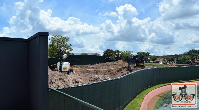 The Disney Nerds Podcast Construction Photo Report - The path way between future world and world showcase near imagination is being widened - with some kiosks in the construction
