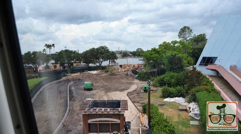 The Disney Nerds Podcast Construction Photo Report - The path way between future world and world showcase near imagination is being widened - with some kiosks in the construction