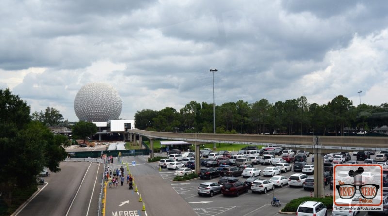 The Disney Nerds Podcast Construction Photo Report - Epcot's front entrance is behind walls - It's a long walk around from the buss stop