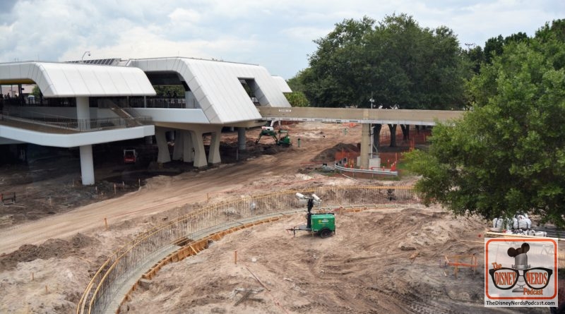 The Disney Nerds Podcast Construction Photo Report - Epcot's front entrance is behind walls - It's a long walk around from the buss stop