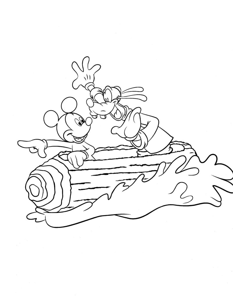 Disney Coloring Pages - Splash Mountain Mickey Goofy