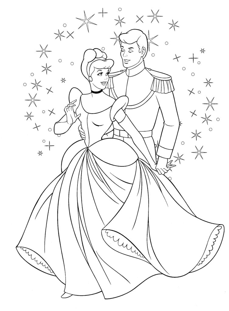 Disney Coloring Pages - Cinderella and Prince