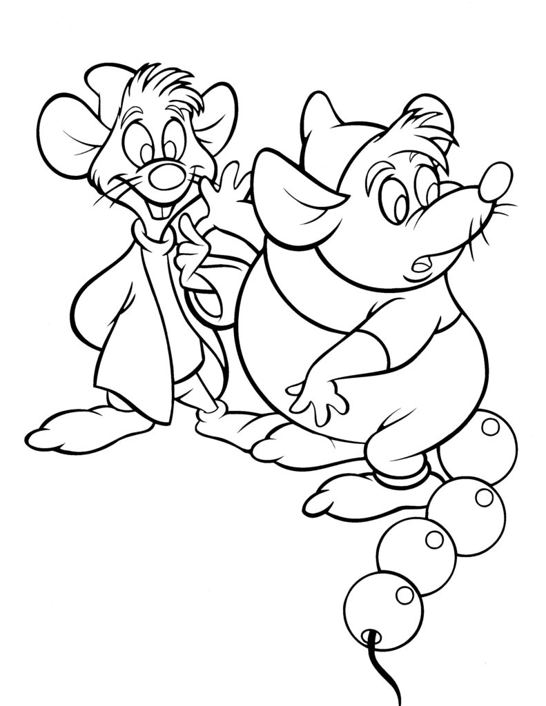Disney Coloring Pages - Gus and Jaq