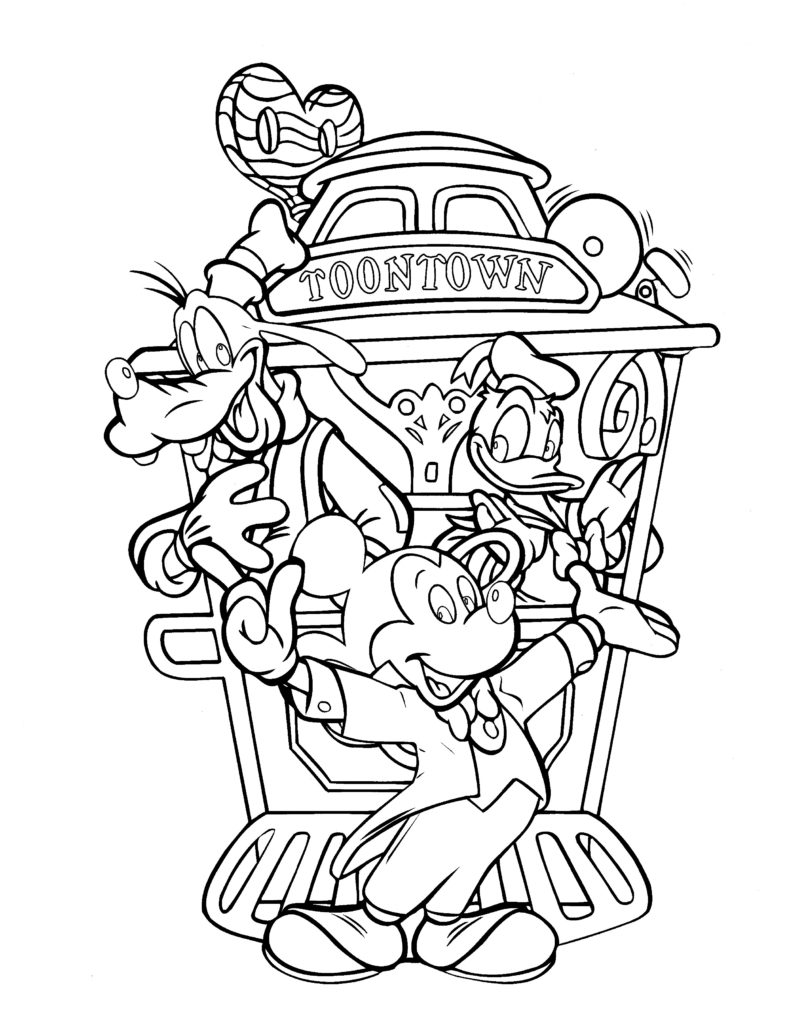 Disney Coloring Pages - Mickey and Gang in Toon Town