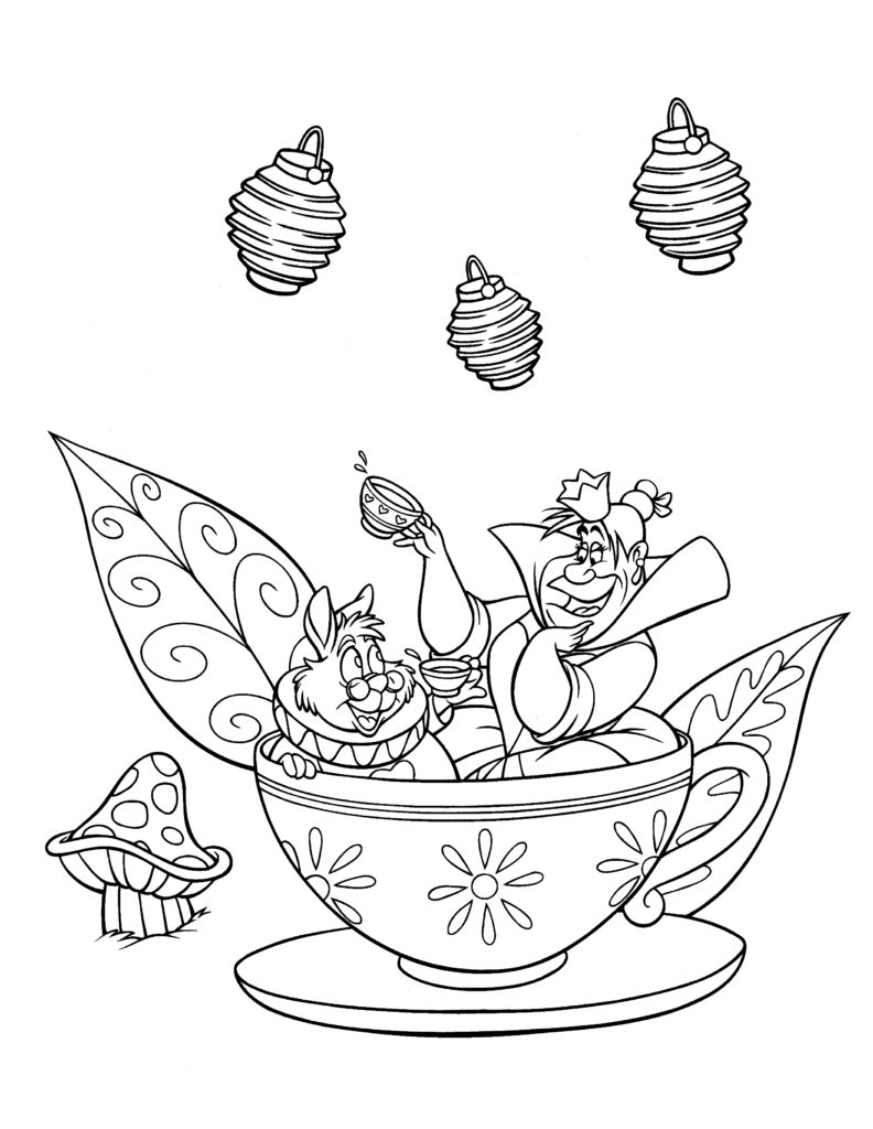 Disney Coloring Pages - Queen of Hearts in Tea Cup