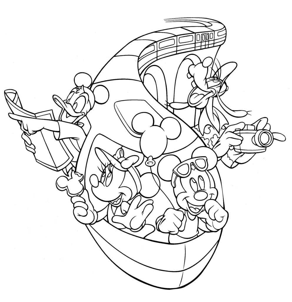 Disney Coloring Pages - Mickey and Gang monorail