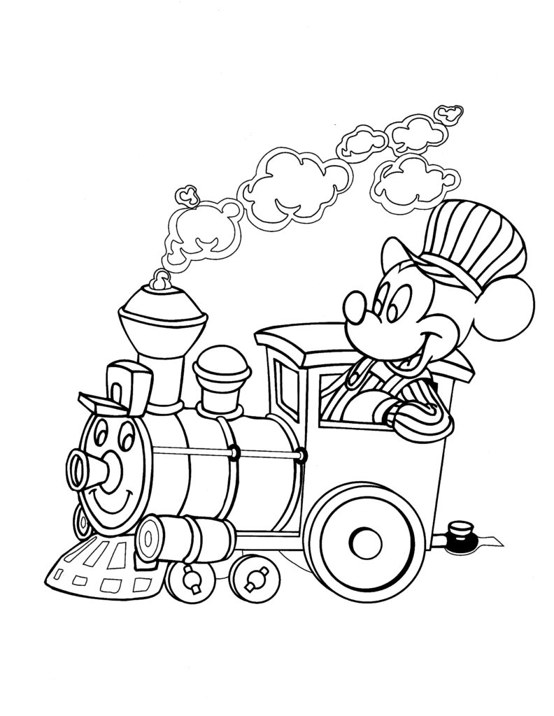 Disney Coloring Pages - Mickey in Train