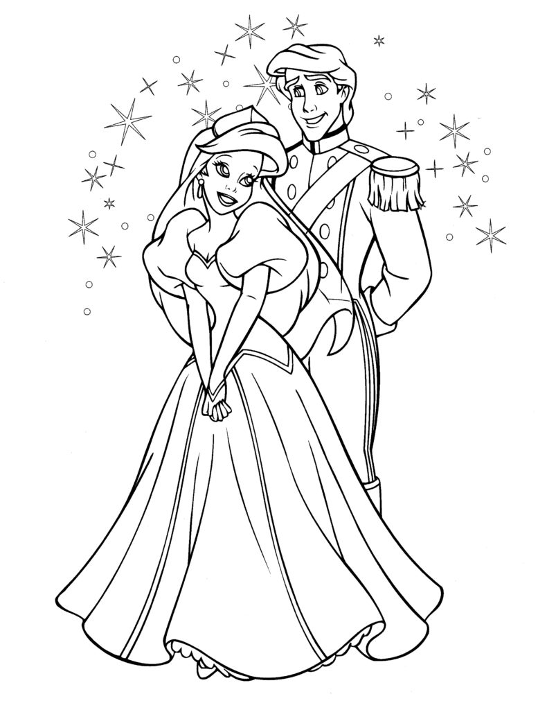 Disney Coloring Pages – Ariel and Eric – The Disney Nerds Podcast